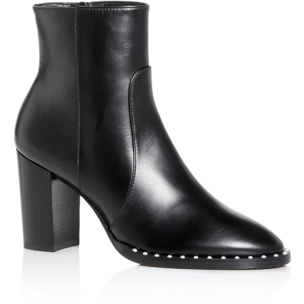 Stuart Weitzman Womens Kailee Pearl Black Zip Up Ankle Boots Shoes NWT